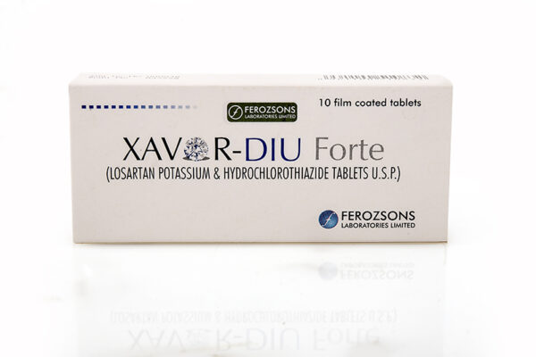 Xavor-Diu Forte Tablets 100Mg/25Mg  1 Box = 1 Strip.1 Strip = 10 Tablets