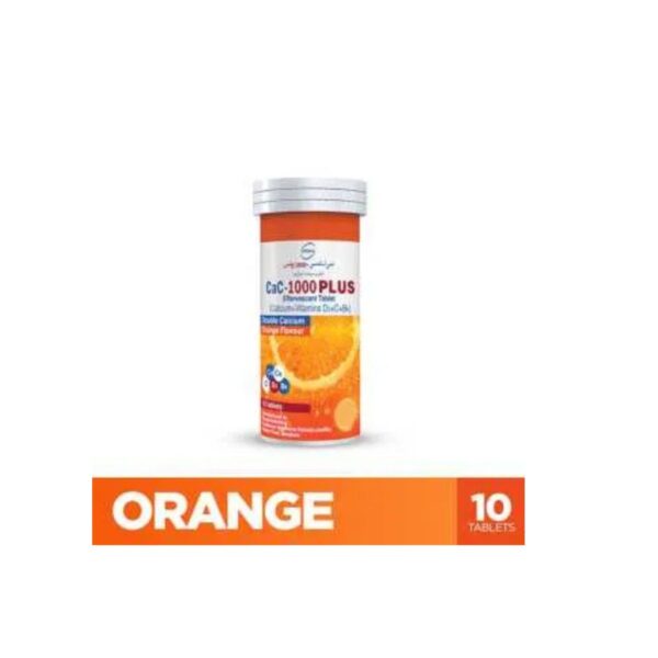 Cac-1000 Plus Effervescent Orange Flavor Tablets (1 Bottle = 10 Tablets)