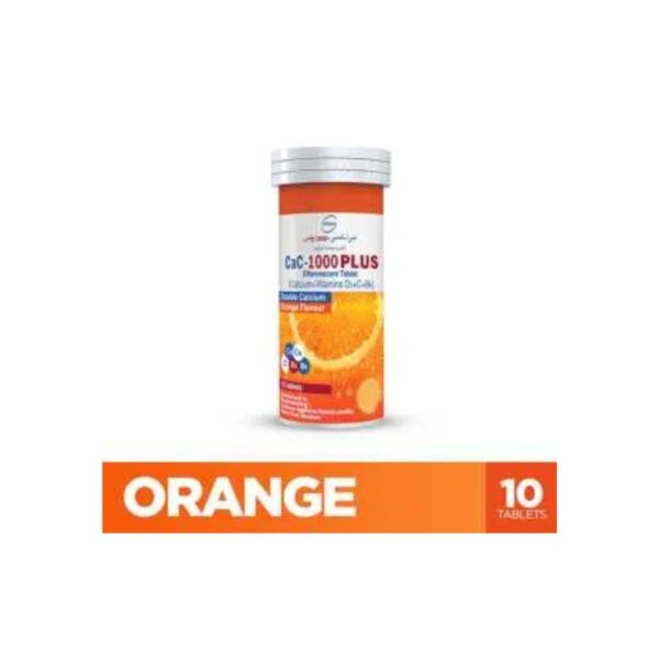 Cac-1000 Plus Effervescent Orange Flavor Tablets (1 Bottle = 10 Tablets)